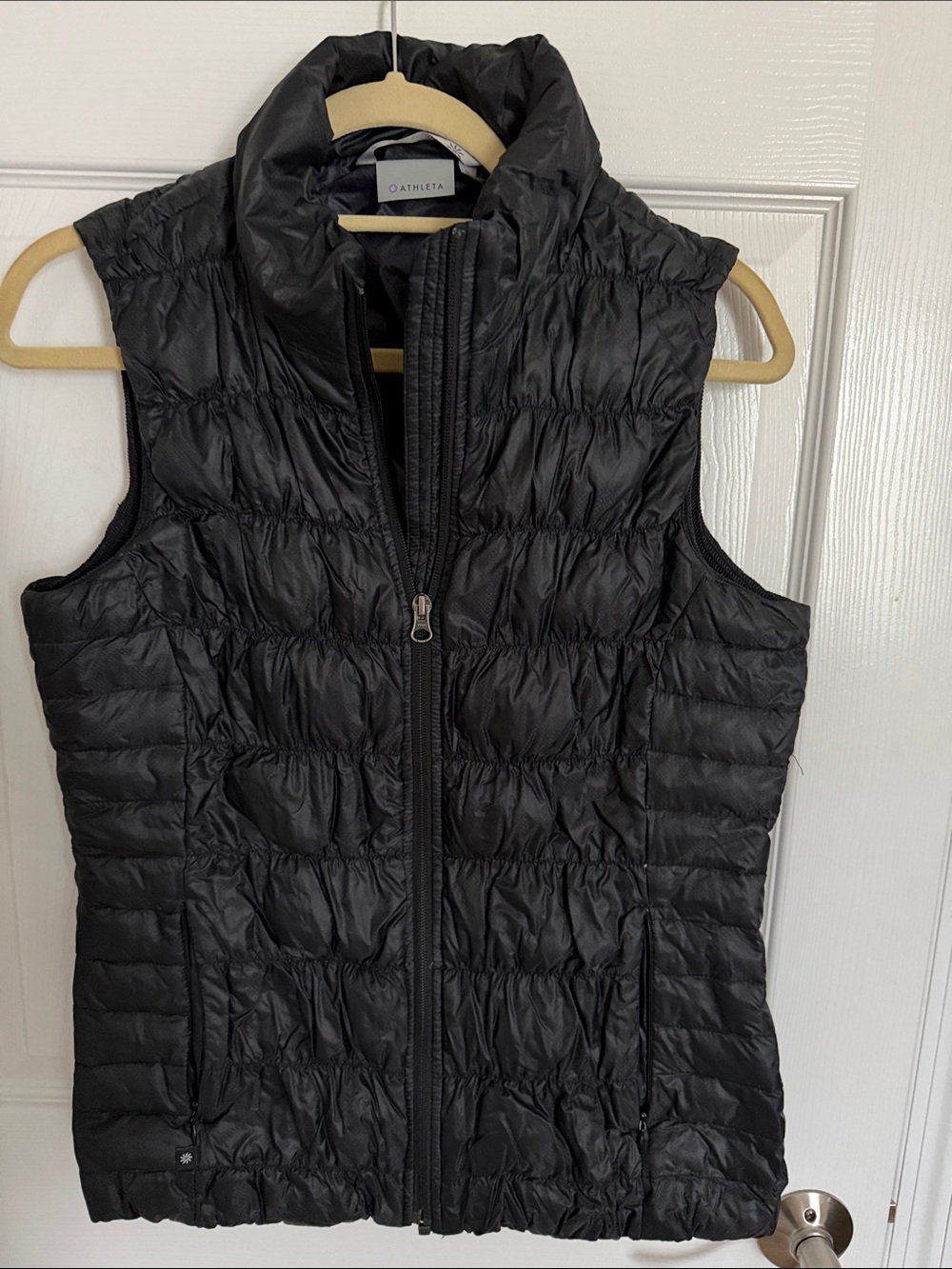 Athleta Black Quilted Packable Puffer Vest